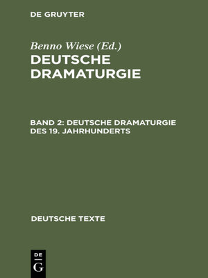 cover image of Deutsche Dramaturgie des 19. Jahrhunderts